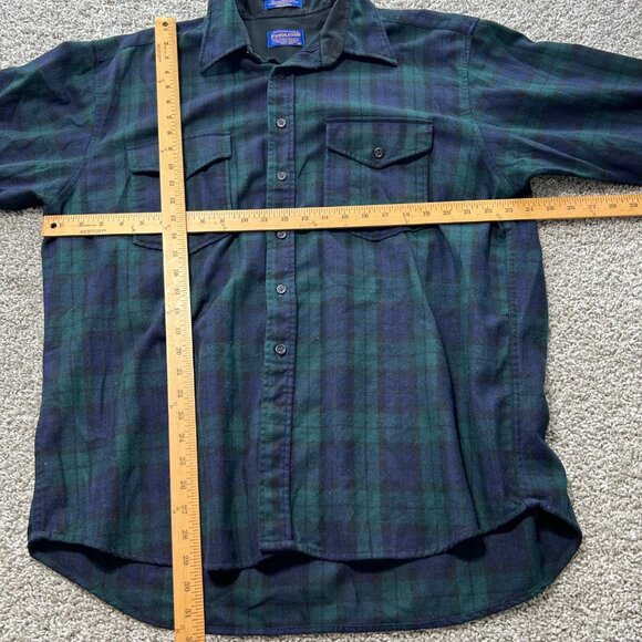 Pendleton Men's XL Outdoorsman 100% Pure Wool Blue/Green Long Sleeve Shirt - Picture 5 of 7